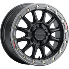 Raceline A14BG Alpha 17x7in/4x156 BP/25mm Offset/132.5mm Bore- Blk & Gunmetal Ring Beadlock Wheel A14BG-77056+25