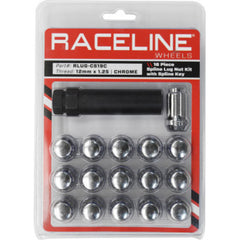 Raceline Spline Lug Nut Kit with Spline Key 12 x 1.25 - 16 Pack - Chrome RLUG-CS19C