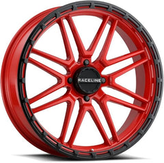 Raceline A11RB Krank-XL 18x7in / 4x156 BP / 0mm Offset / 132.5mm Bore - Red/Black Wheel A11R-87056-00