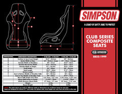 Simpson Racing Club Series Seat 17" Xtra Large - Black Cloth - FIA 8855-1999