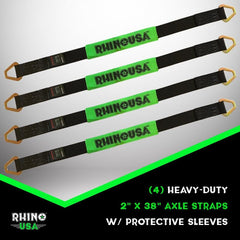 Rhino USA Axle Tie Down Straps (4-Pack) 2In X 38In - Green RNO-AXLESTRAPS-GRN