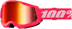 100-PERCENT STRATA 2 JUNIOR GOGGLE PINK MIRROR RED LENS