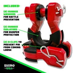 Rhino USA 8T Super Shackle 2-Pack (Red) SUPERSHACK-RED
