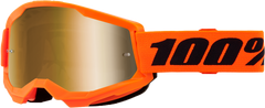 100-PERCENT STRATA 2 JUNIOR GOGGLE NEON ORANGE MIRROR GOLD LENS