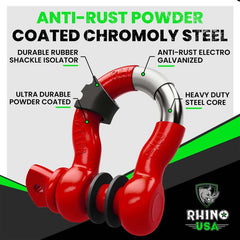 Rhino USA 3/4In D-Ring Shackle Set (2-Pack)(Red) RNO-RED-SHACKLES