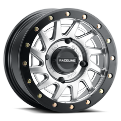 Raceline A12SB Squad 15x7in/4x156 BP/38mm Offset/132.5mm Bore - Silver & Black Ring Beadlock Wheel A12SB-57056+38