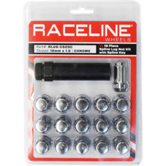 Raceline Spline Lug Nut Kit with Spline Key 12 x 1.5 - 16 Pack - Chrome RLUG-CS20C