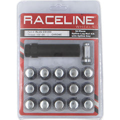 Raceline Spline Lug Nut Kit with Spline Key 1/2in-20 - 16 Pack - Chrome RLUG-CS120C