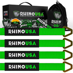 Rhino USA Axle Tie Down Straps (4-Pack) 2In X 38In - Green RNO-AXLESTRAPS-GRN