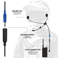 Rugged ENDURO Moto Kit - Includes Helmet Kit and Compact Harness Cable - without Radio