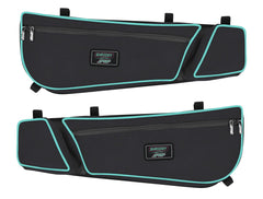 PRP Shreddy Front Door Bag with Knee Pad for Can-Am Maverick X3 (Pair), Black and Teal SHRDYE60-238