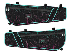 PRP Shreddy Front Door Bag with Knee Pad for Can-Am Maverick X3 (Pair), Cracked and Teal SHRDYE60-314