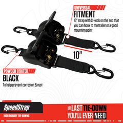 PRP 2" x 10" S-Hook Adapters for Retractable Tie-Down Straps (2 Pack) 28500-SH