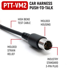 Rugged Velcro Mount Steering Wheel Push to Talk (PTT) with Coil Cord for Car Harnesses