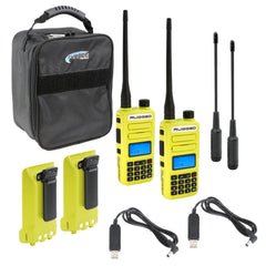Rugged Adventure Pack - Rugged GMR2 PLUS - GMRS and FRS Two Way Handheld Radios with Accessories - Safety Orange