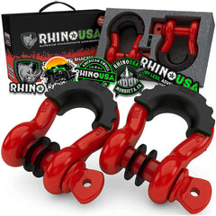Rhino USA 3/4In D-Ring Shackle Set (2-Pack)(Red) RNO-RED-SHACKLES
