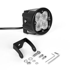 XKGLOW XK Glow Round XKchrome 20w LED Cube Light w/ RGB Accent Light - Flood Beam w/Fog Light Bracket XK065003-FL