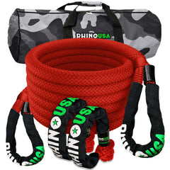 Rhino USA 7/8In X 30Ft Kinetic Rope Recovery Kit W/Soft Shackles (Red) RG-KRKIT78X30-RED