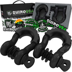Rhino USA 3/4In D-Ring Shackle Set (2-Pack) Matte Black RNO-MATTE-SHACK