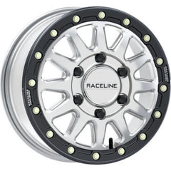 Raceline A14BG Alpha 15x6.5in/6x139.7 BP/74mm Offset/78.1mm Bore - Silver & Blk Ring Beadlock Wheel A14SB-56560+74