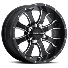 Raceline A77 Mamba 15x7in / 4x137 BP / 10mm Offset / 110.2mm Bore - Black & Machined Wheel A7757037-T-52