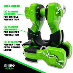 Rhino USA 8T Super Shackle 2-Pack (Green) SUPERSHACK-GRN