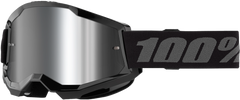 100-PERCENT STRATA 2 JUNIOR GOGGLE BLACK MIRROR SILVER LENS