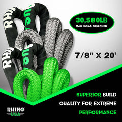 Rhino USA Kinetic Energy Recovery Rope (7/8In X 20Ft) Gray KROPE-78X20-GRY