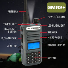Rugged Adventure Pack - Rugged GMR2 PLUS - GMRS and FRS Two Way Handheld Radios with Accessories - Safety Yellow