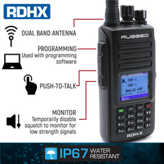 Rugged WATERPROOF - Rugged RDH-X - Business Band Two Way Handheld Radio - Digital and Analog - Safety Yellow