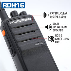 Rugged RDH16 - Business Band Two Way Handheld Radio - Digital and Analog - UHF / Black