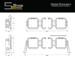 Diode Dynamics SS5 Pro Universal CrossLink 6-Pod Lightbar Yellow Driving DD7257