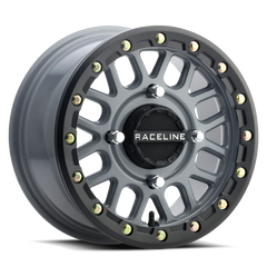 Raceline A93SG Podium 15x6in/4x156 BP/40mm Offset/132.5mm Bore - Grey & Black Ring Beadlock Wheel A93SG-56056+40