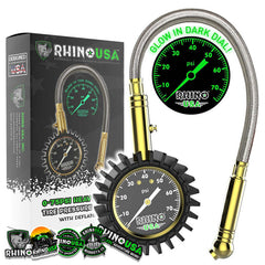 Rhino USA 75 Psi Analog Heavy Duty Tire Pressure Gauge GRLA-GAUGE-75