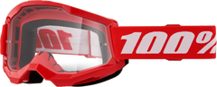 100-PERCENT STRATA 2 JUNIOR GOGGLE RED CLEAR LENS