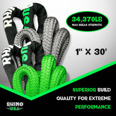 Rhino USA Kinetic Energy Recovery Rope (1In X 30Ft) Green KROPE-1X30-GRN