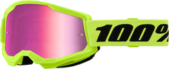 100-PERCENT STRATA 2 JUNIOR GOGGLE NEON YELLOW MIRROR PINK LENS