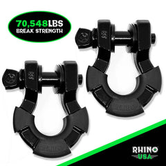 Rhino USA 8T Super Shackle 2-Pack (Black) SUPERSHACK-BLK