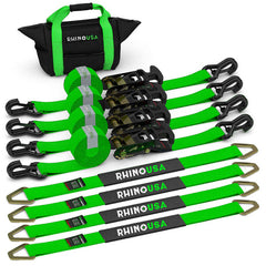 Rhino USA Heavy Duty Vehicle Tie Down Kit- Green 2IN-HDKIT-GRN
