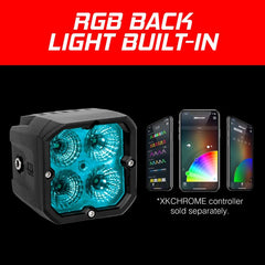 XKGLOW XK Glow XKchrome 20w LED Cube Light w/ RGB Accent Light Kit w/ Controller- Fog Beam 2pc XK065001-FO-KIT