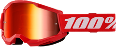 100-PERCENT STRATA 2 JUNIOR GOGGLE RED MIRROR RED LENS