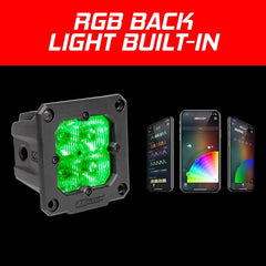 XKGLOW XK Glow Flush Mount XKchrome 20w LED Cube Light w/ RGB Accent Light Kit w/ Cntrlr- Driving Beam 2pc XK065002-D-KIT