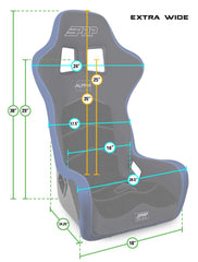 PRP Alpha Composite Seat, Extra Wide, Black & Black Cloth A3902-260