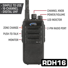 RUGGED Wired Driver Only Communication Kit with RDH16 Radio - Kit with Earbuds