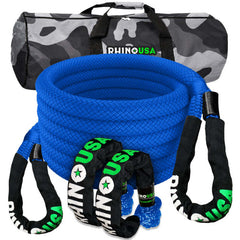 Rhino USA 7/8In X 30Ft Kinetic Rope Recovery Kit W/Soft Shackles (Blue) RG-KRKIT78X30-BLU