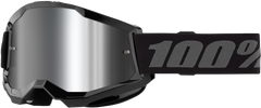 100-PERCENT STRATA 2 GOGGLE BLACK MIRROR SILVER LENS