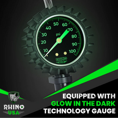 Rhino USA 100 Psi Analog Tire Inflator Gauge RGAUGE-0100