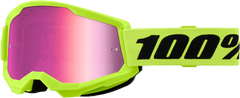 100-PERCENT STRATA 2 GOGGLE NEON YELLOW MIRROR PINK LENS