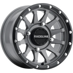 Raceline A95SG Trophy 14x7in / 4x137 BP / 38mm Offset / 110.18mm Bore - Grey & Black Lip Wheel A95SG-47037+38