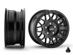 SUPERATV  Intimidator Tires 34x10x15 on 15" Satin Black Hellfire Wheels 4/136 Pattern